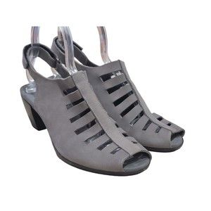 Munro Women's Abby Gray Caged Nubuck Slingback Sandals Peep toe Shoes 9 M